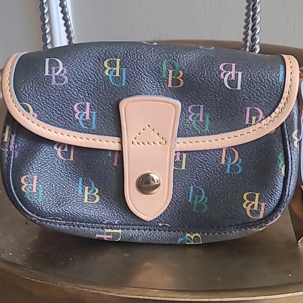 Vintage Dooney & Bourke Canvas Leather Signature Wristlet Wallet Clutch - Picture 2 of 6